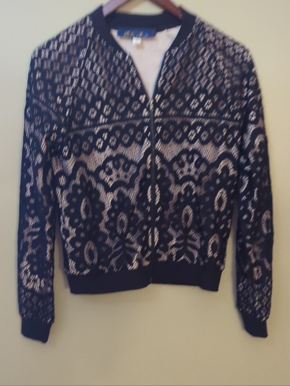 Black and Cream Lace Women's Cardigan Sweater